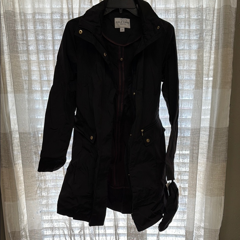 Cole Haan Black Rain Coat Classic Style